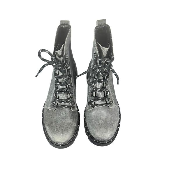 Sorel Lennox Waterproof Lace-Up Combat Boots Gray Leather Size 7.5 rugged hiking - Picture 3 of 10